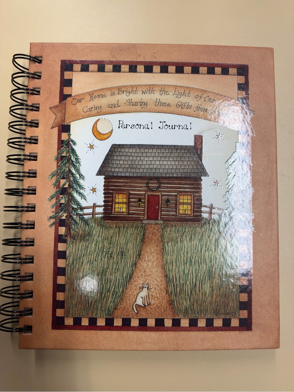 Personal Journal Spiral Notebook - Tan & Brown Cabin Cover